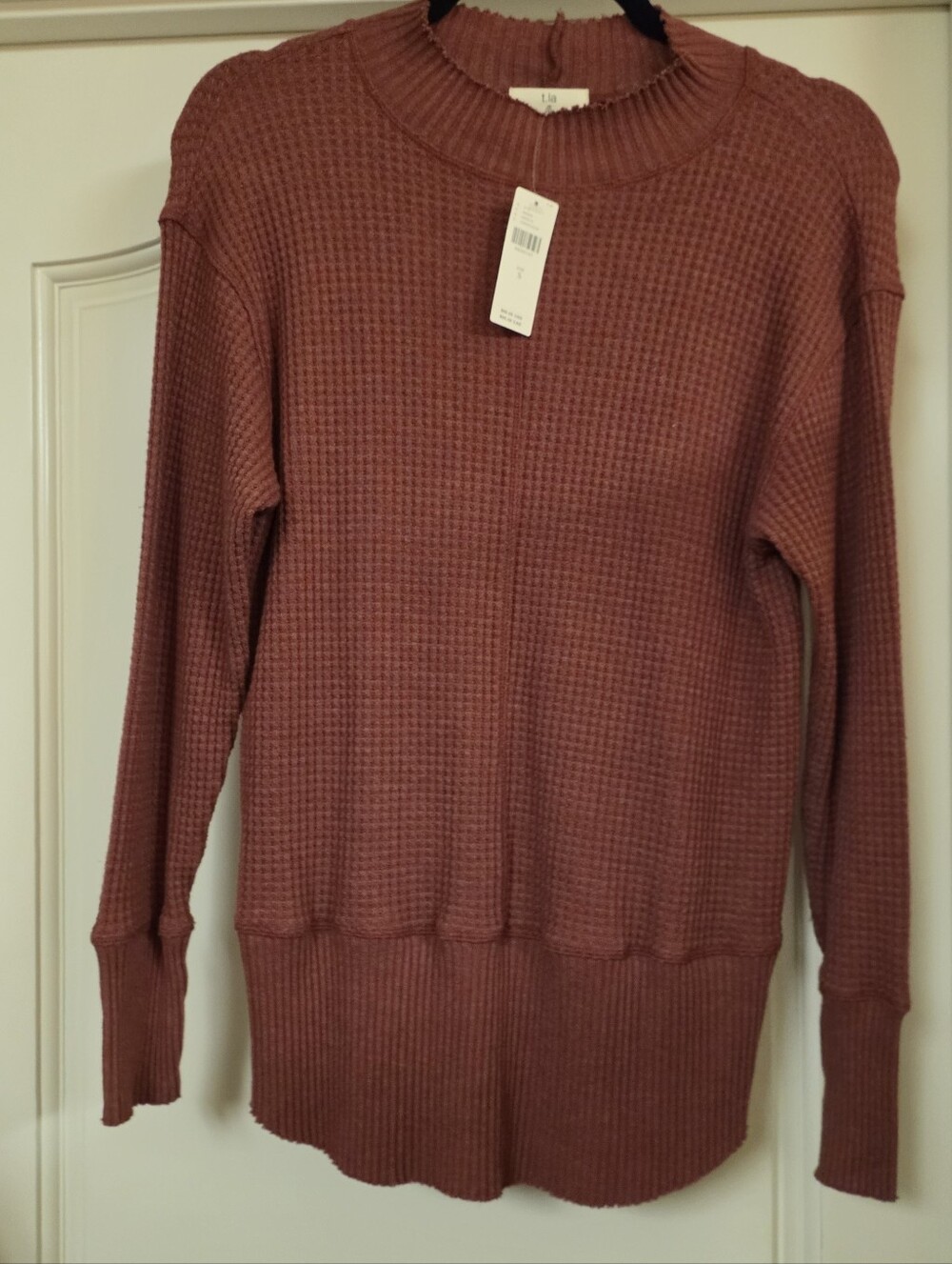 New Anthropologie t.la Waffle Knit Crewneck Sweater Waffle Knit Size S NWT